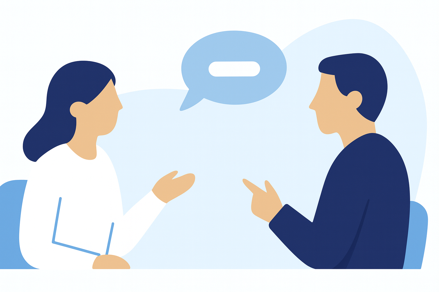 Illustration of a manager talking with a counsellor